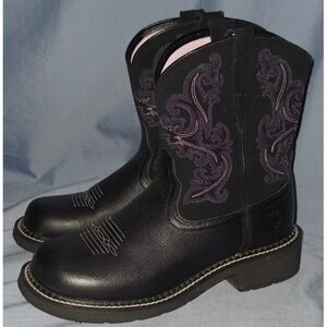 Ariat fatbaby Women's Black Leather Cowboy Western Boot Size 8.5B 10004729
